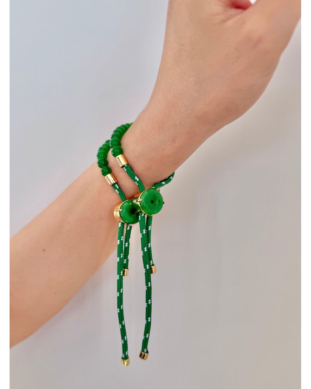 seree Green Paracord Jade Slider Bracelet
