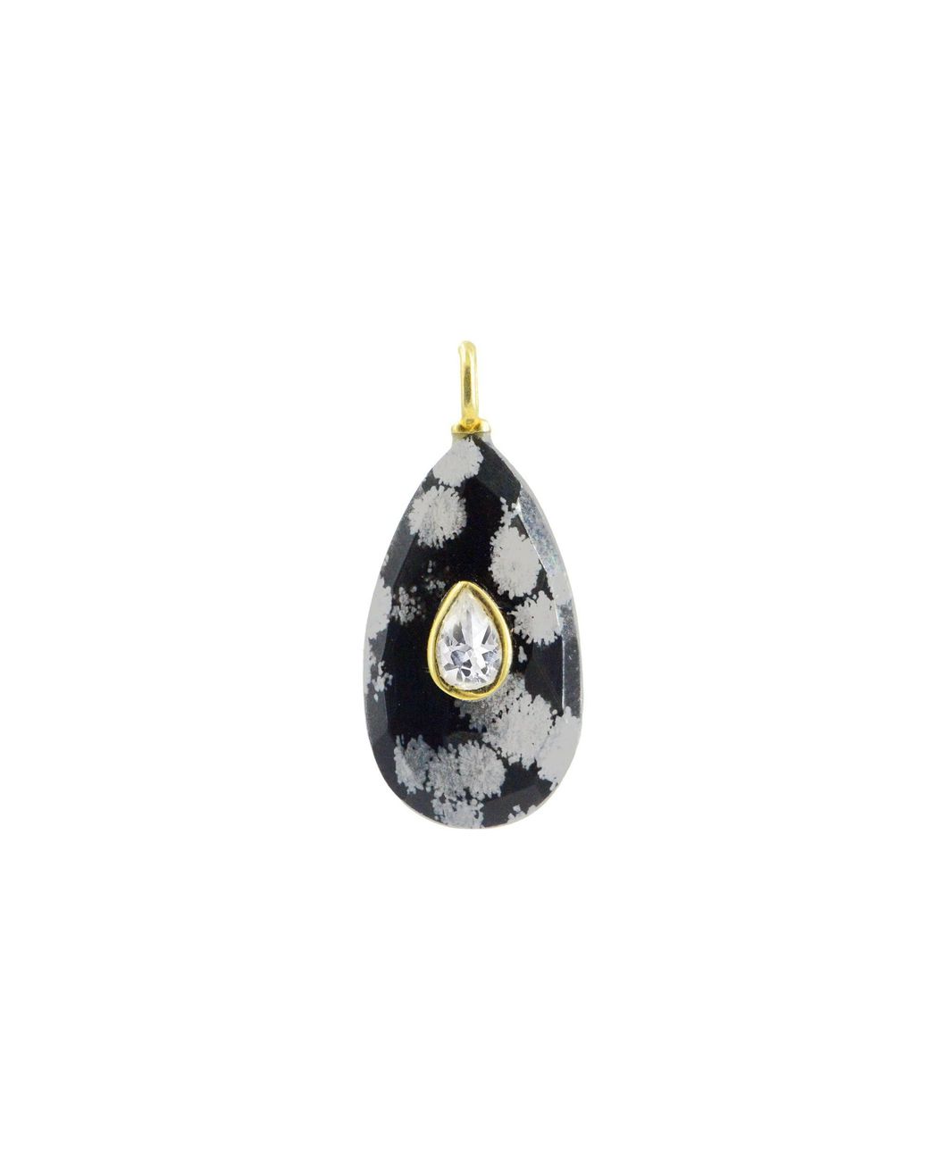 KAMARIA Black Snowflake Obsidian Gemstone Pendant With Topaz