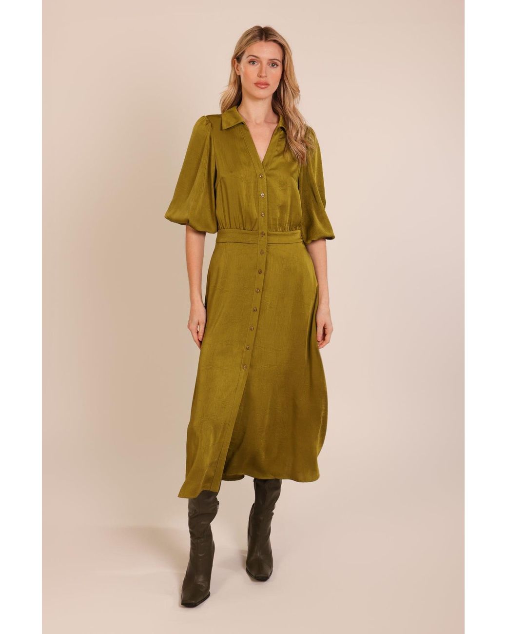 Traffic People The Story Of Silence Frida Midi Dress in Green | Lyst UK