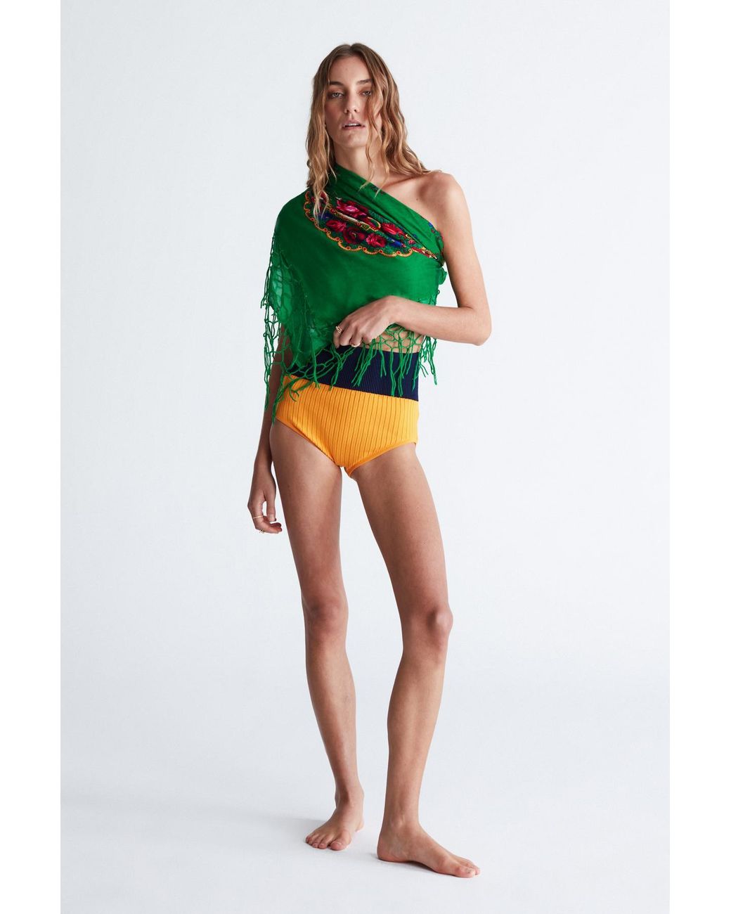 Peraluna Orange Dora Rib Knit Shorts