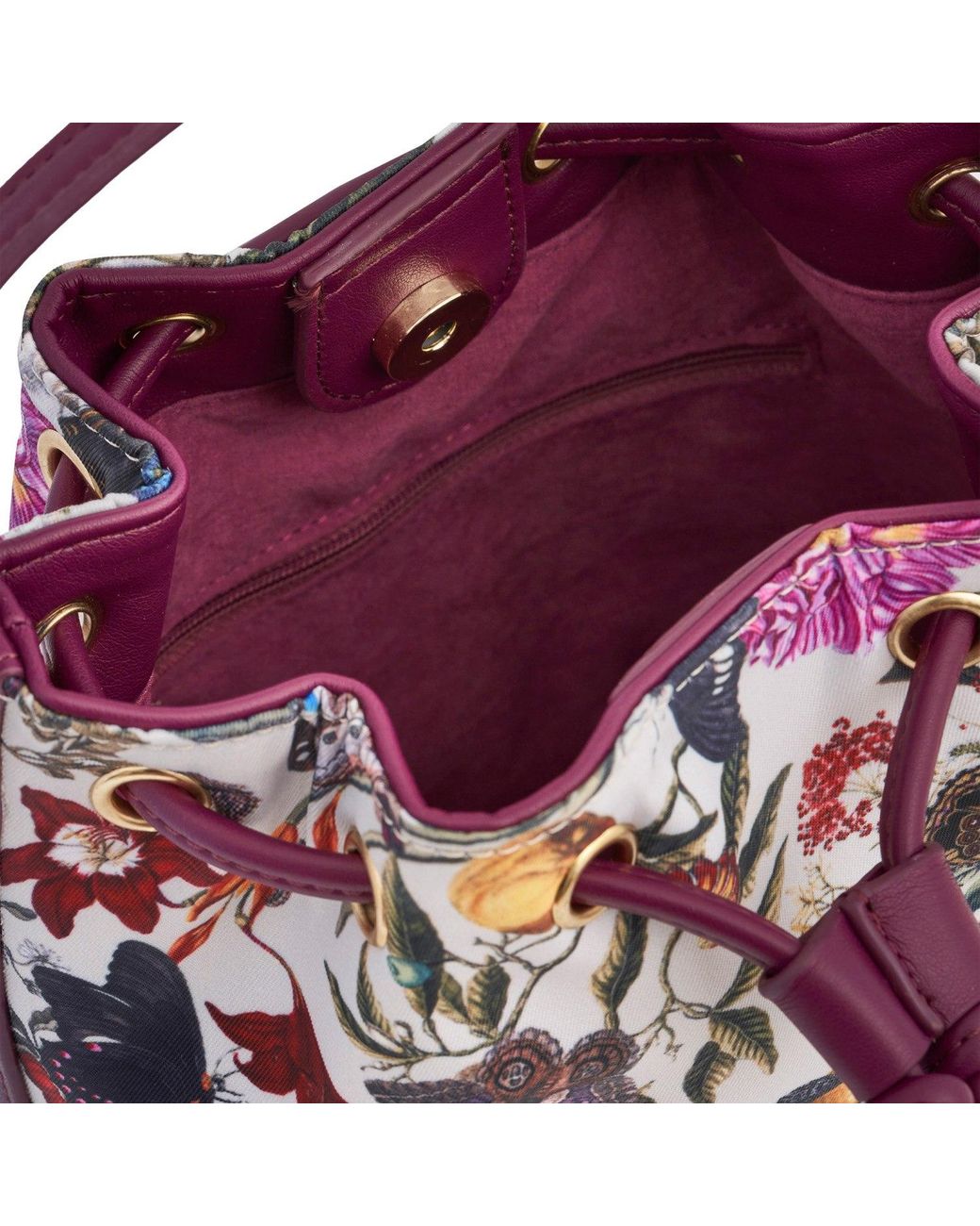 Fable England Purple X Natural History Museum Floral Engravings Bucket Bag