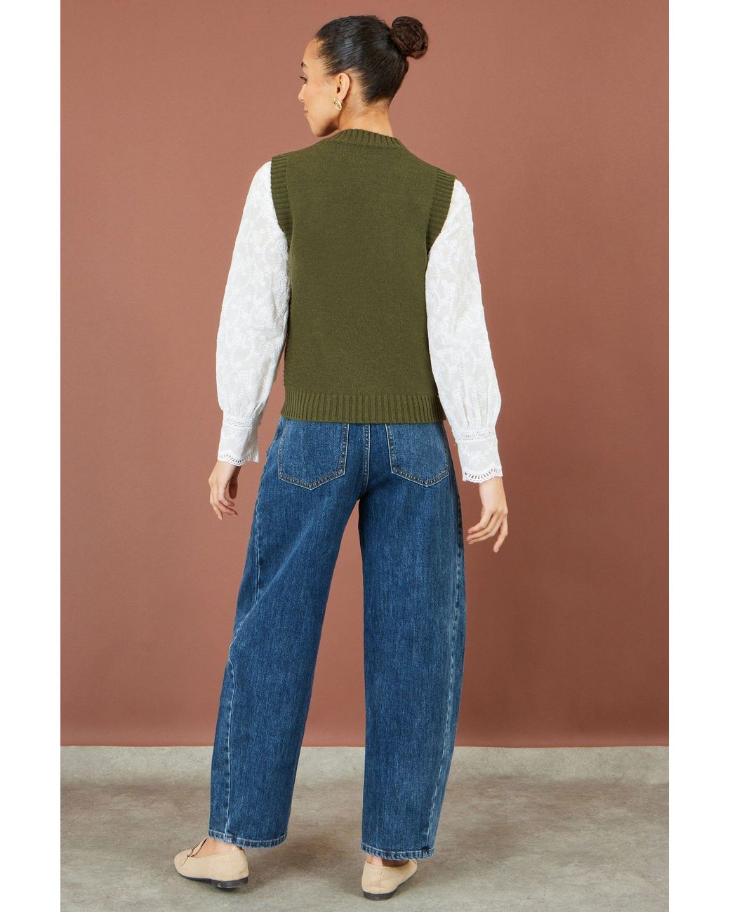 Yumi' Green Flower Applique Knit Tank