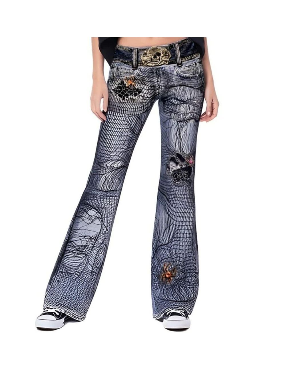 Ipng Design Blue Halloween Bell Bottom Pants