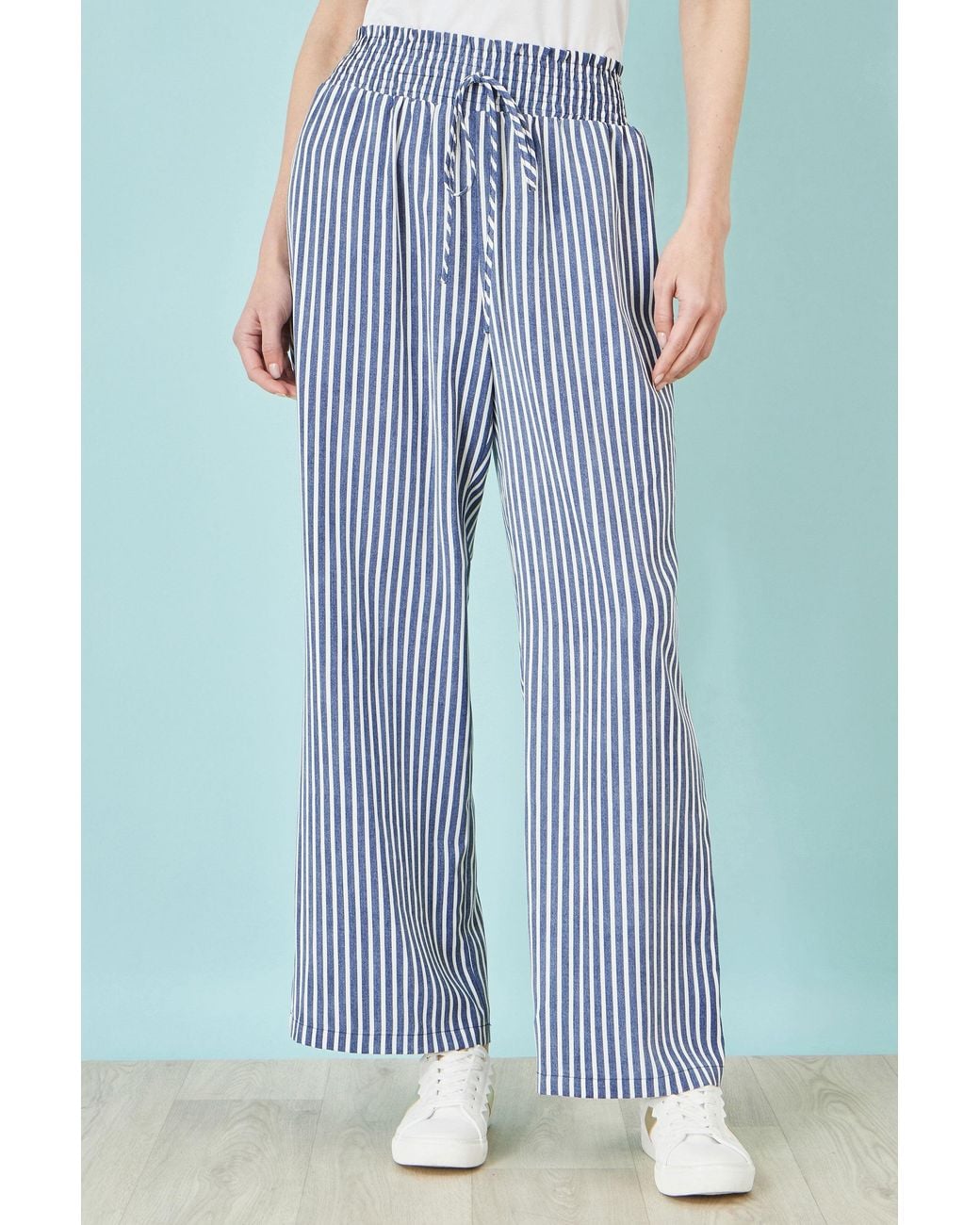 Yumi' Blue Stripe Relaxed Trousers