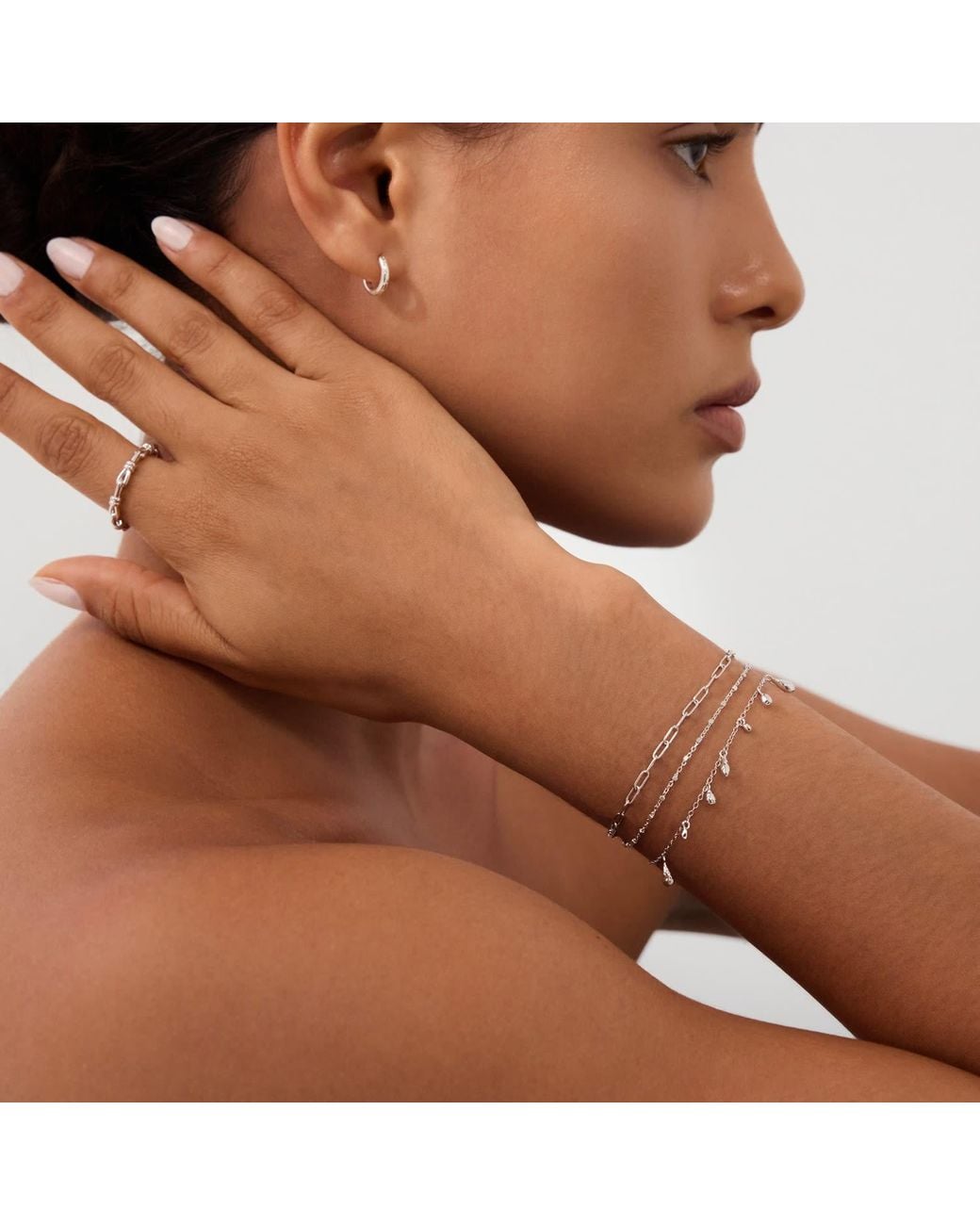 Vanhi Metallic Mini Paperclip Double Chain Bracelet
