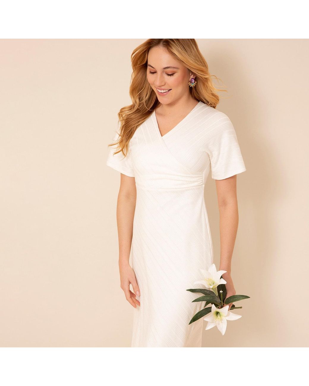 Alie Street London White Kayla Kimono Ribbed Dress