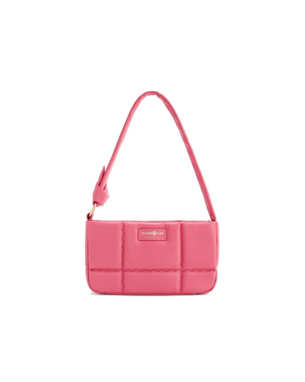 Orange Cube Pink Square Stitch Cushion Shoulder Bag