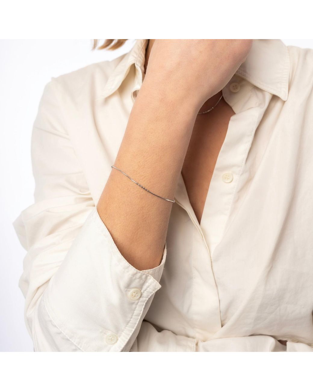 Spero London White Sterling Beaded Satellite Bracelet Layering Set
