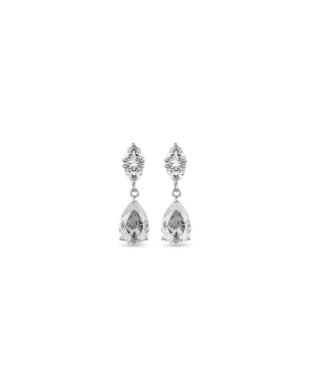 SALLY SKOUFIS White Temptation Earrings With Made Cz Diamond Stimulant