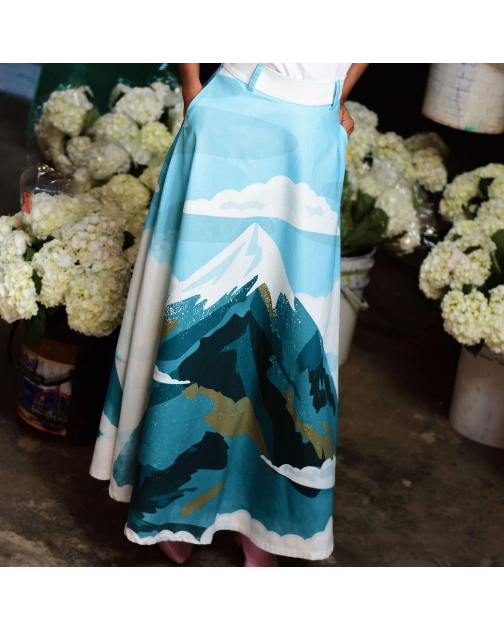 Pineapples Don't Have Sleeves Blue Tolima Snowcap Skirt