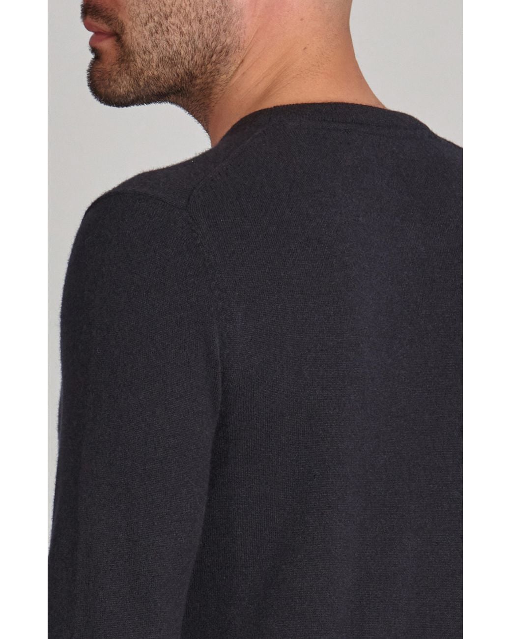 Paul James Knitwear Blue Lightweight Merino Cashmere Marius Crew Neck Jumper for men