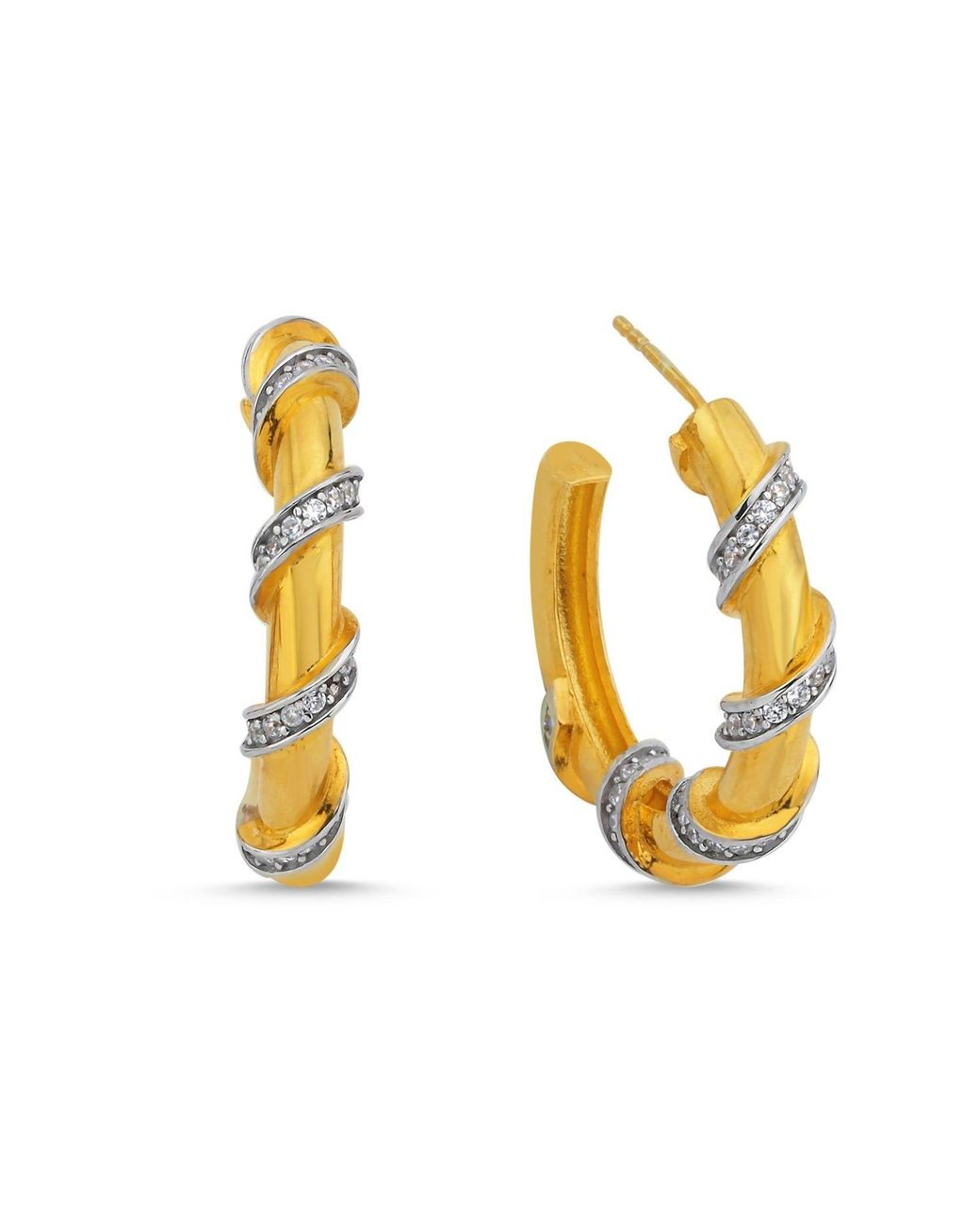 LINYA JEWELLERY Metallic Emily Stone Hoop Earrings