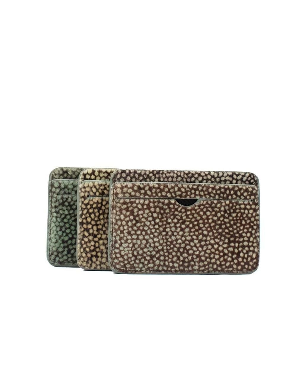 godi. Gray Hair-On Hide Leather Cardholder – Slim Cowhide Wallet for men