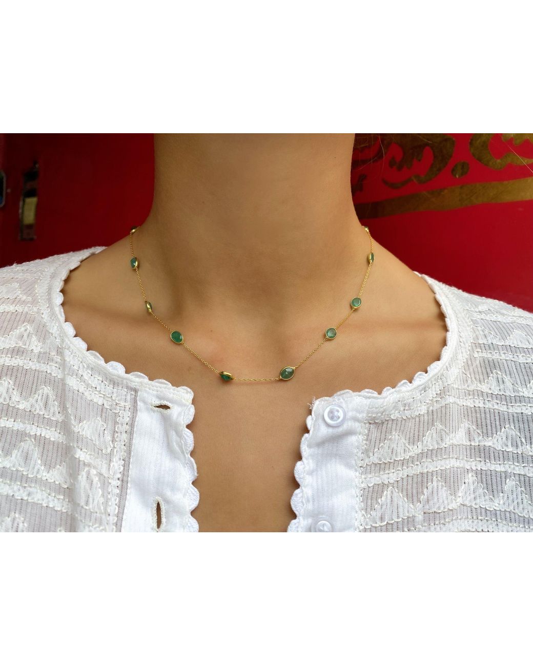 Opium Jewels Metallic Short Chain Necklace
