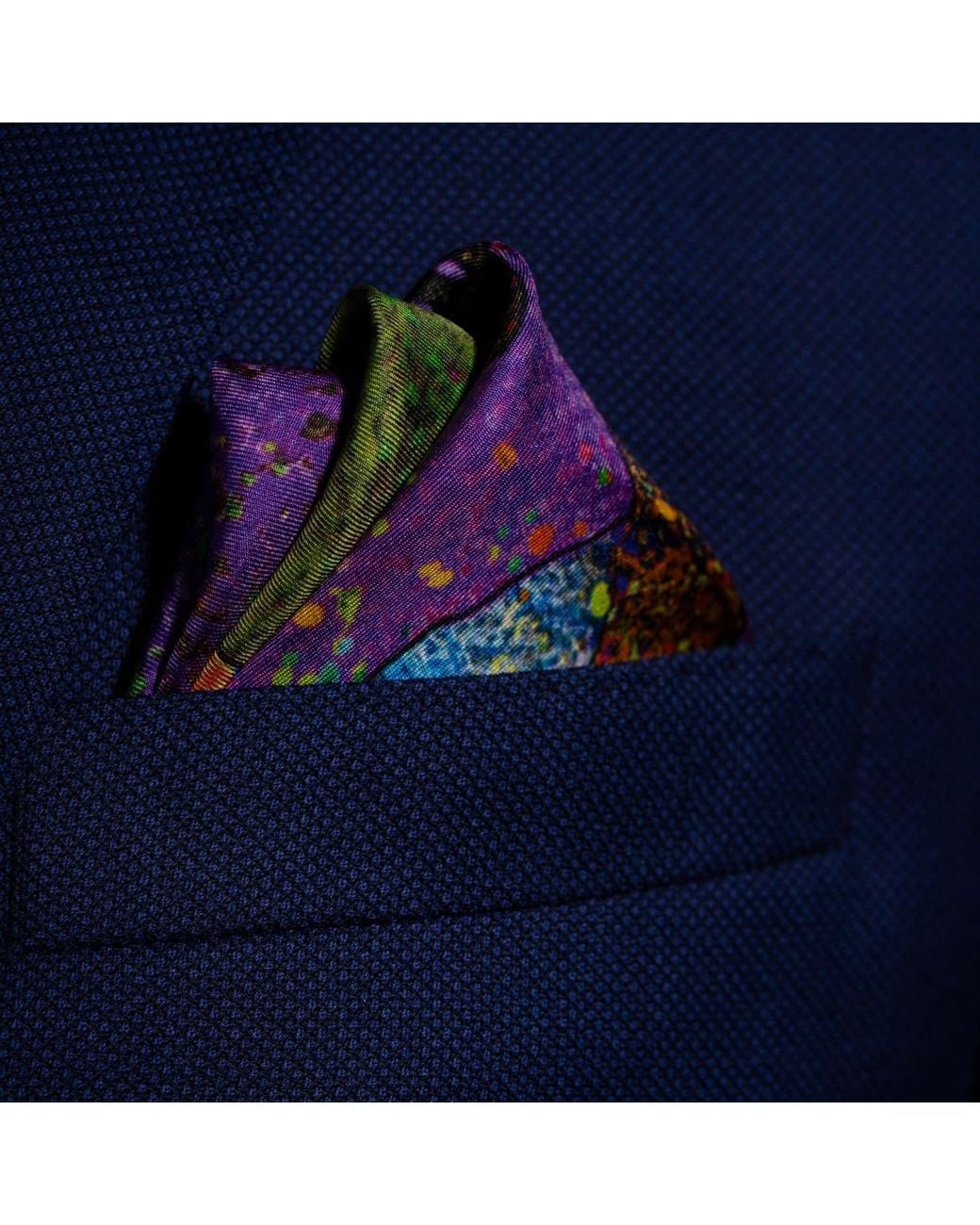Otway & Orford Green 'Tennis Passion' Silk Pocket Square. Full-Size for men