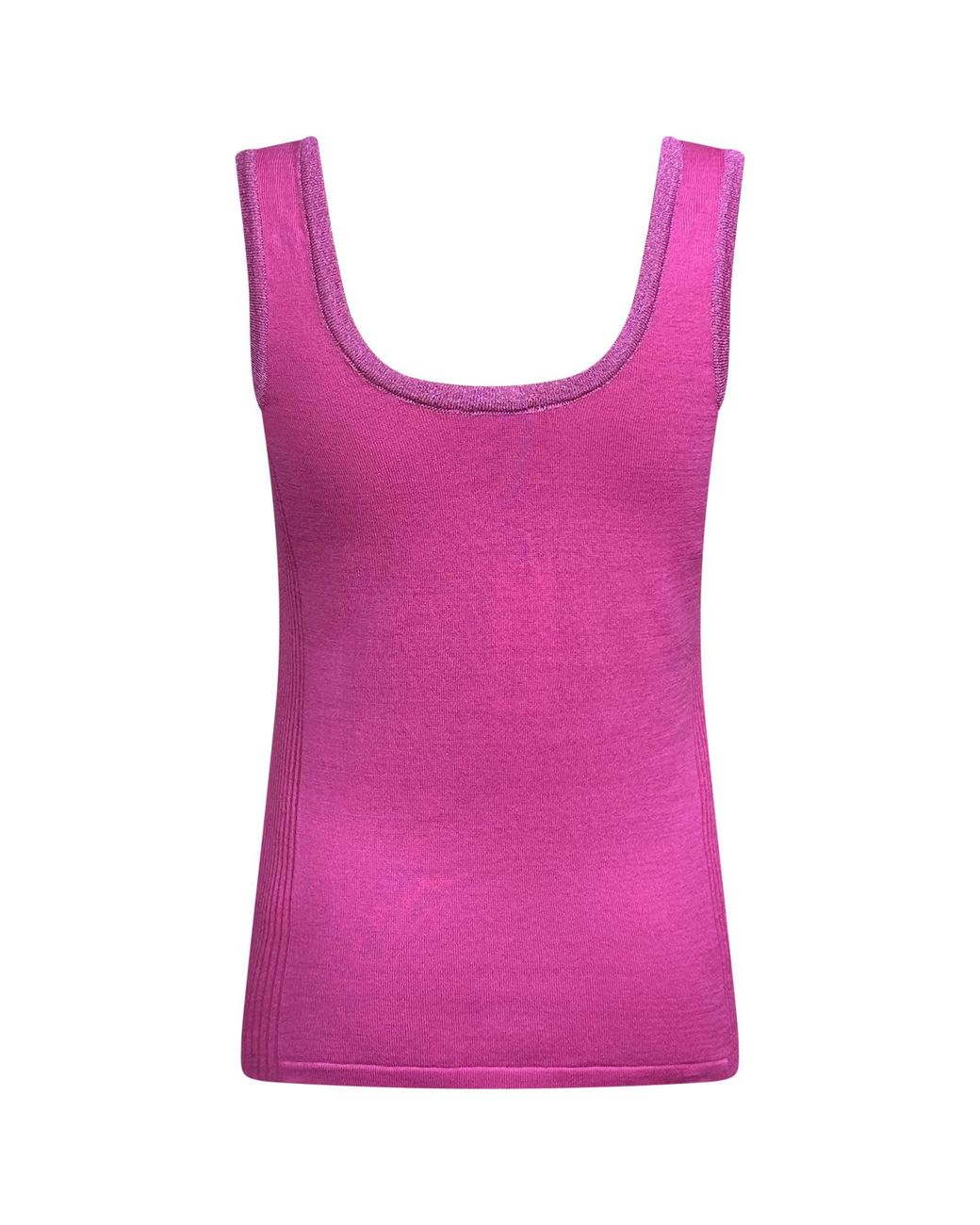 Perlavera Purple Pompon Hot Knitted Singlet With Side Ribs