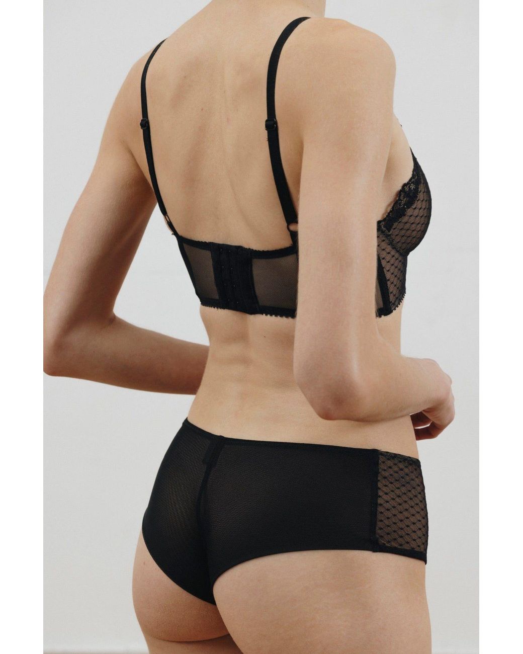 Verdant Intimates Black Dot Mesh Boyshort