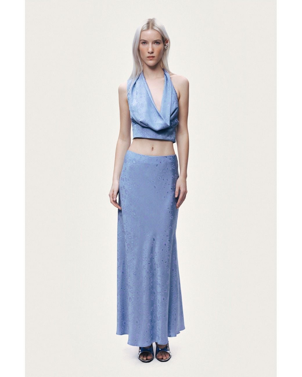 Nocturne Blue Accessory-Detail Off-Shoulder Bustier Top