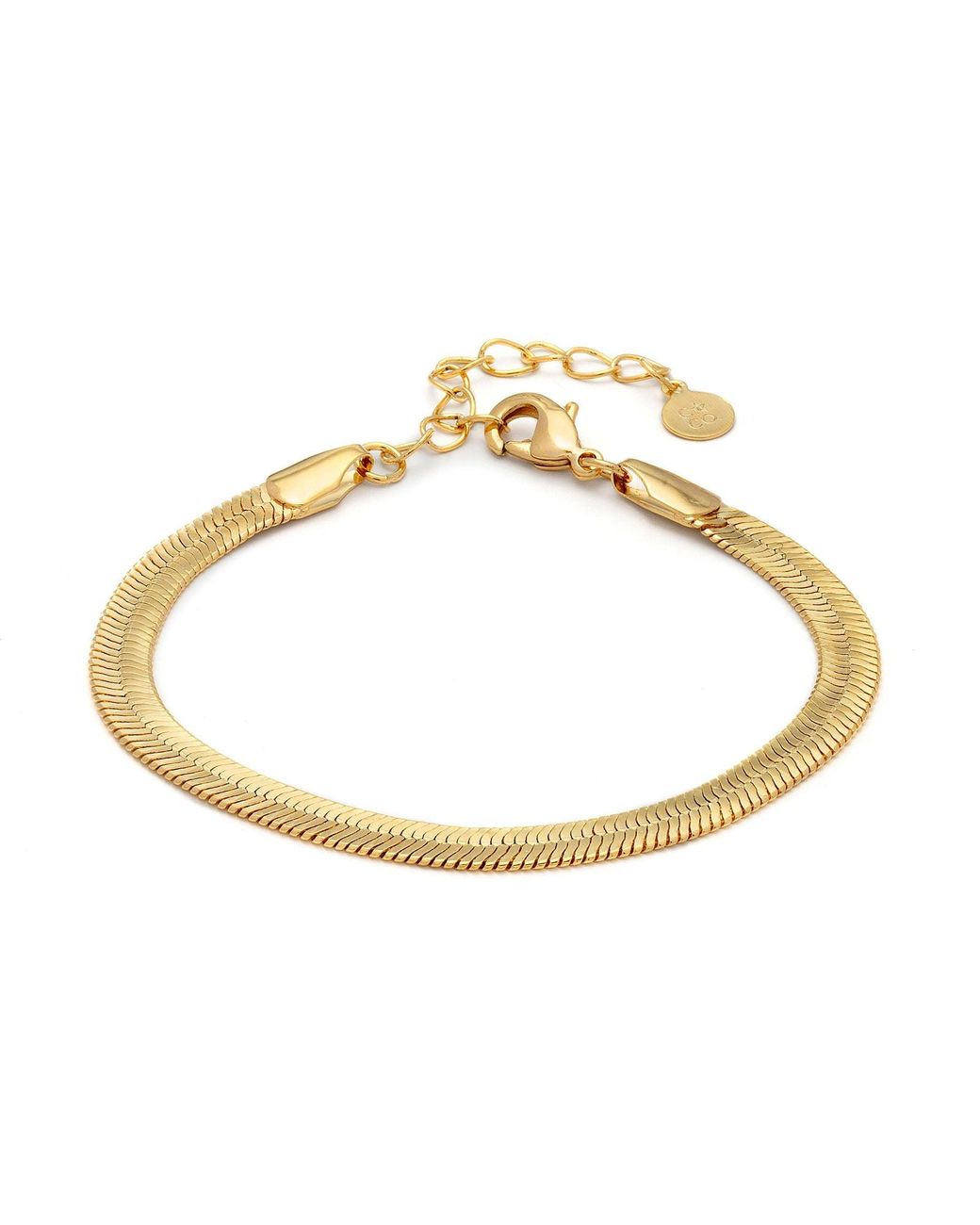 Crystals and Co Metallic Thick Herringbone Bracelet
