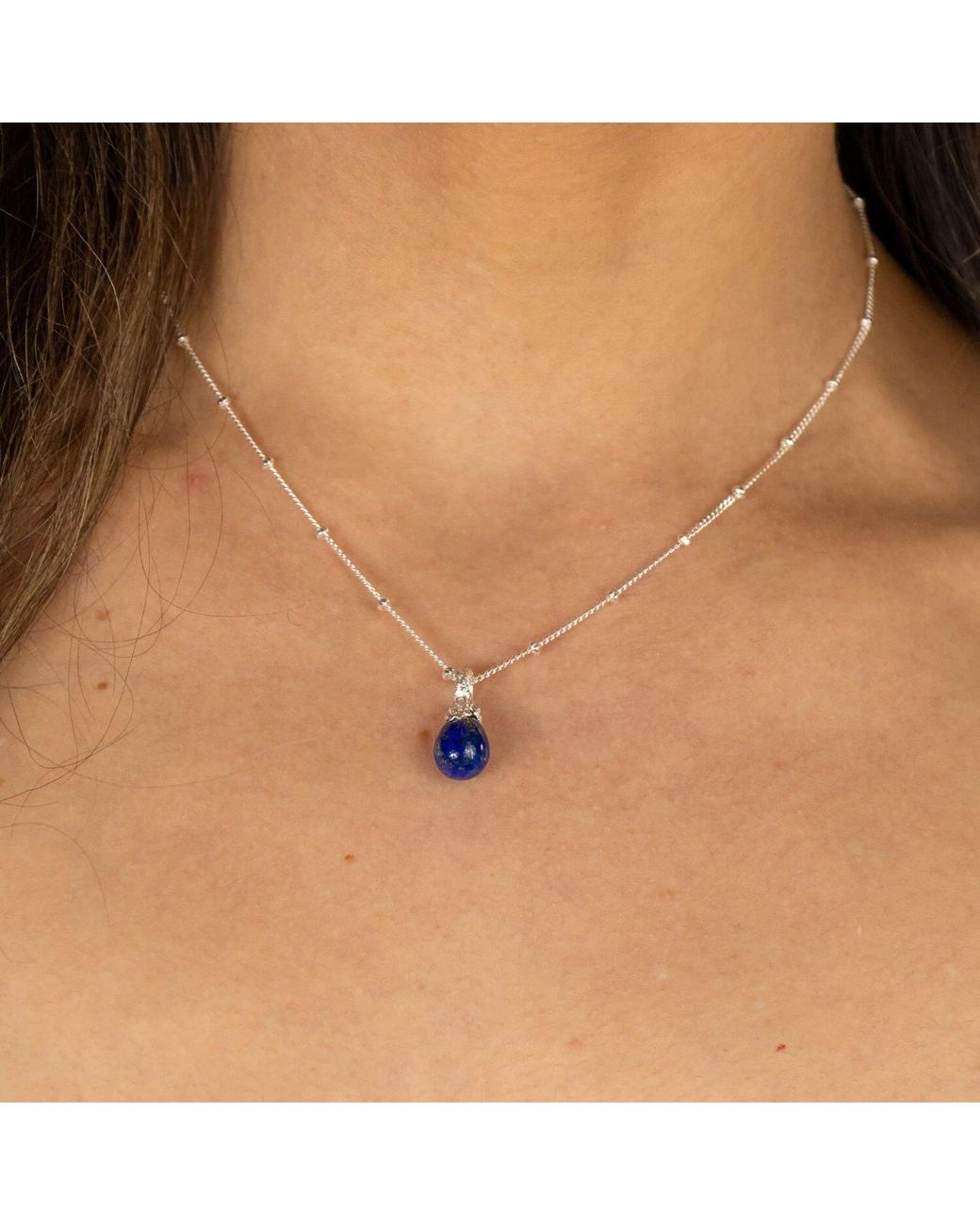 Claire Hill Designs Metallic Lapis Lazuli Lichen Pendant Necklace