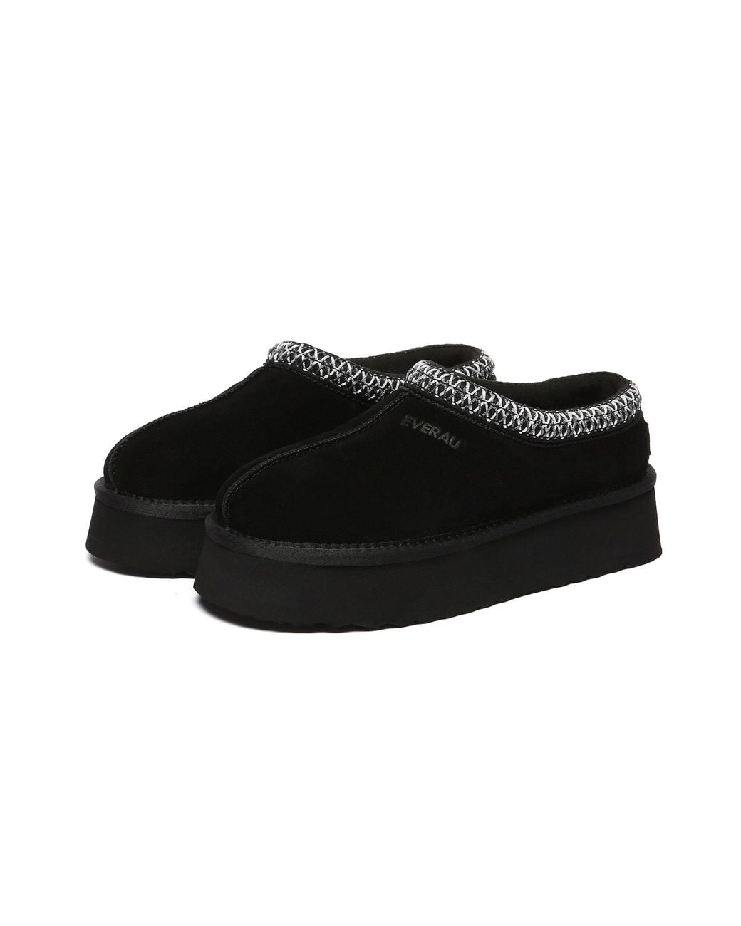 EverAu Australia Black Wonga Leather Slippers