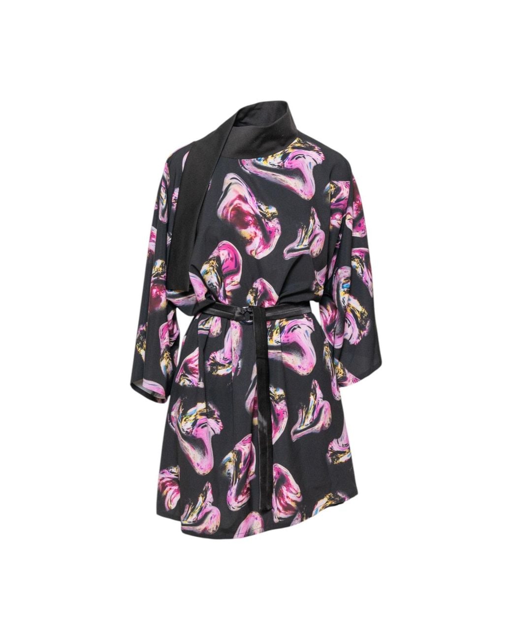 ARTISTA Black Rose Silky High Neck Mini Dress