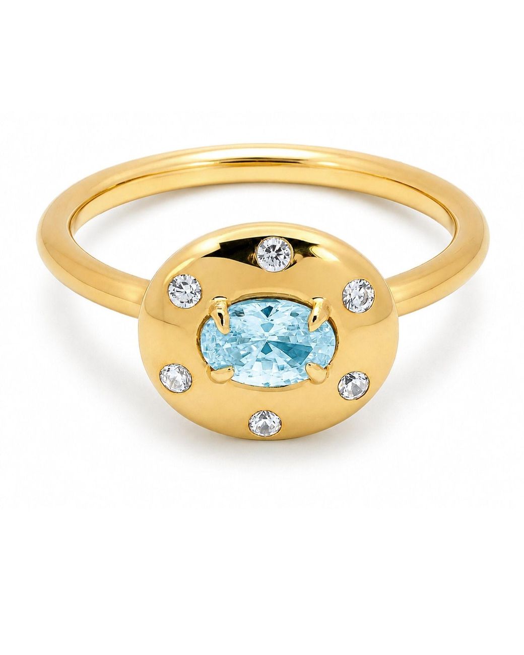 Belinda Jewelz Metallic Aquamarine Oval Birthstone & Accent Stone Ring