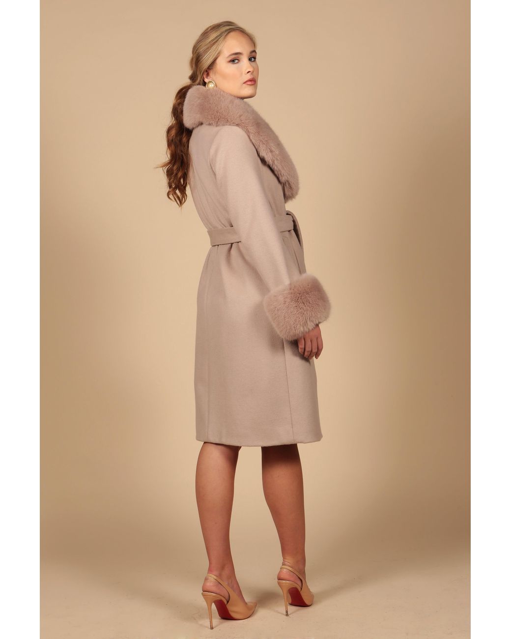 Santinni Pink Marlene Cashmere & Wool Coat