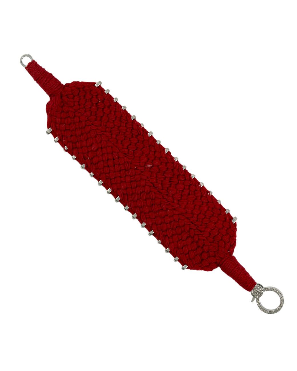 Artisan Red 925 Sterling Ruby & Diamond Thread Bracelet