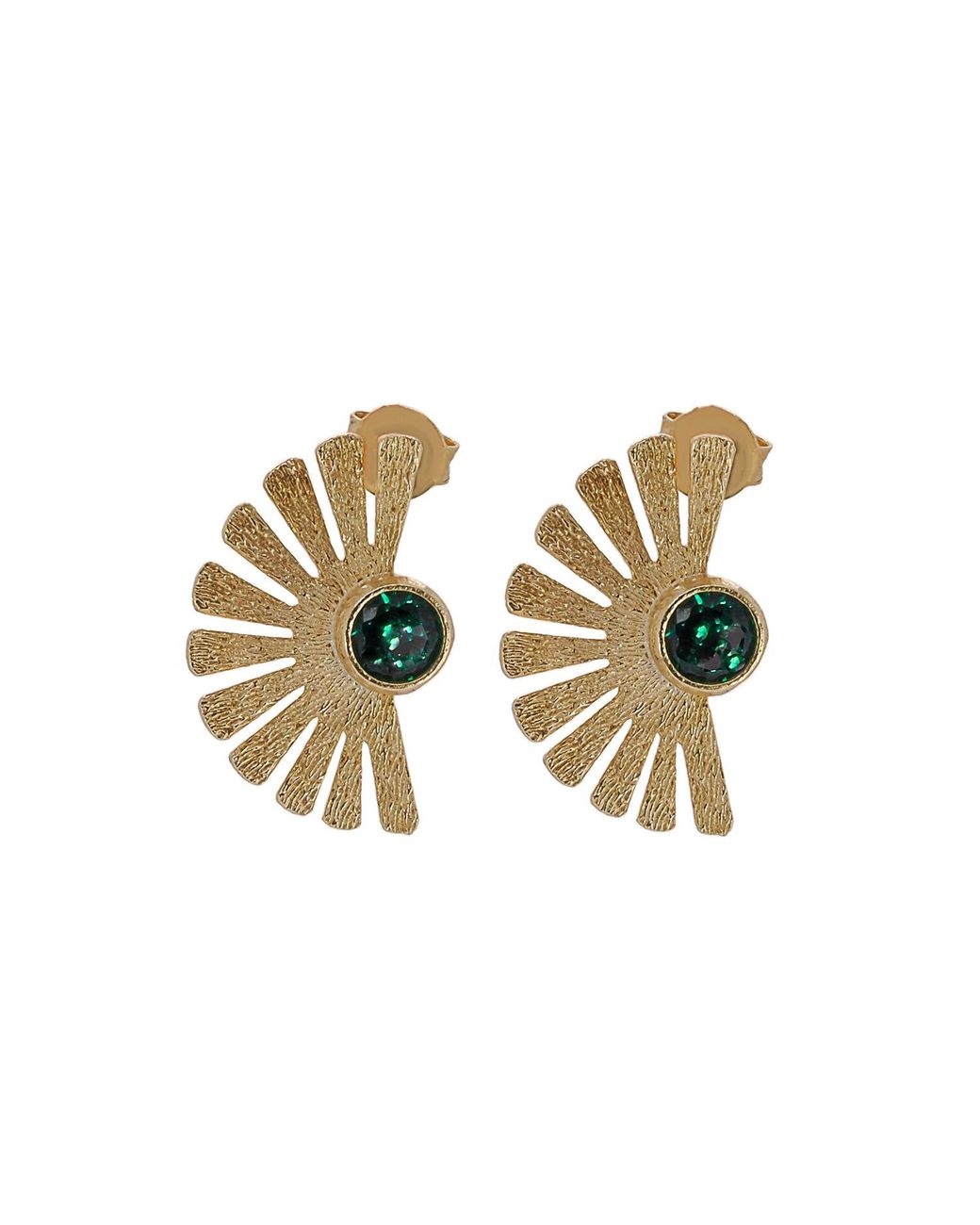 Ebru Jewelry Metallic Sterling Plated Jade Gemstone Cleopatra Earring