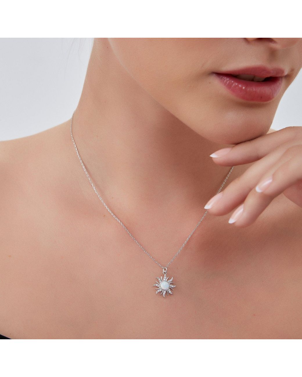 Spero London Metallic Opal Sun & Sunburst & Saturn Necklace Layering Set