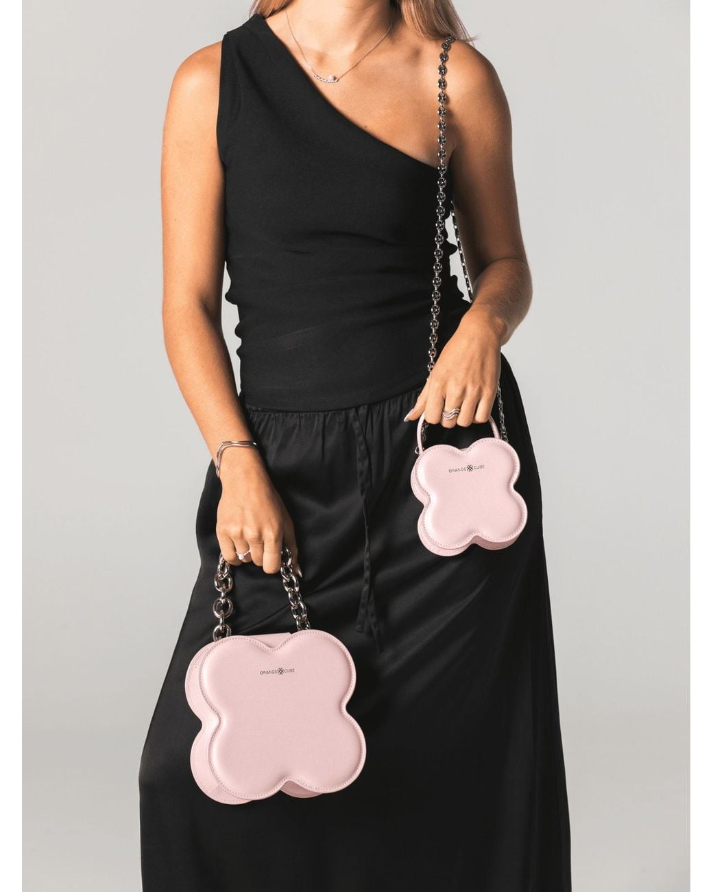 Orange Cube Pink Large Lucky Clover Handbag