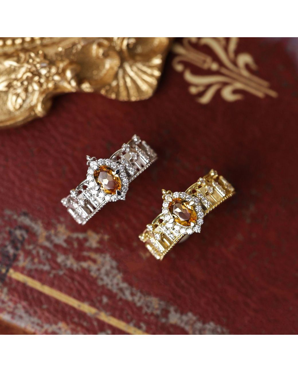 Azura Jewelry New York Metallic The Alhambra Arcade Citrine Ring Vermeil