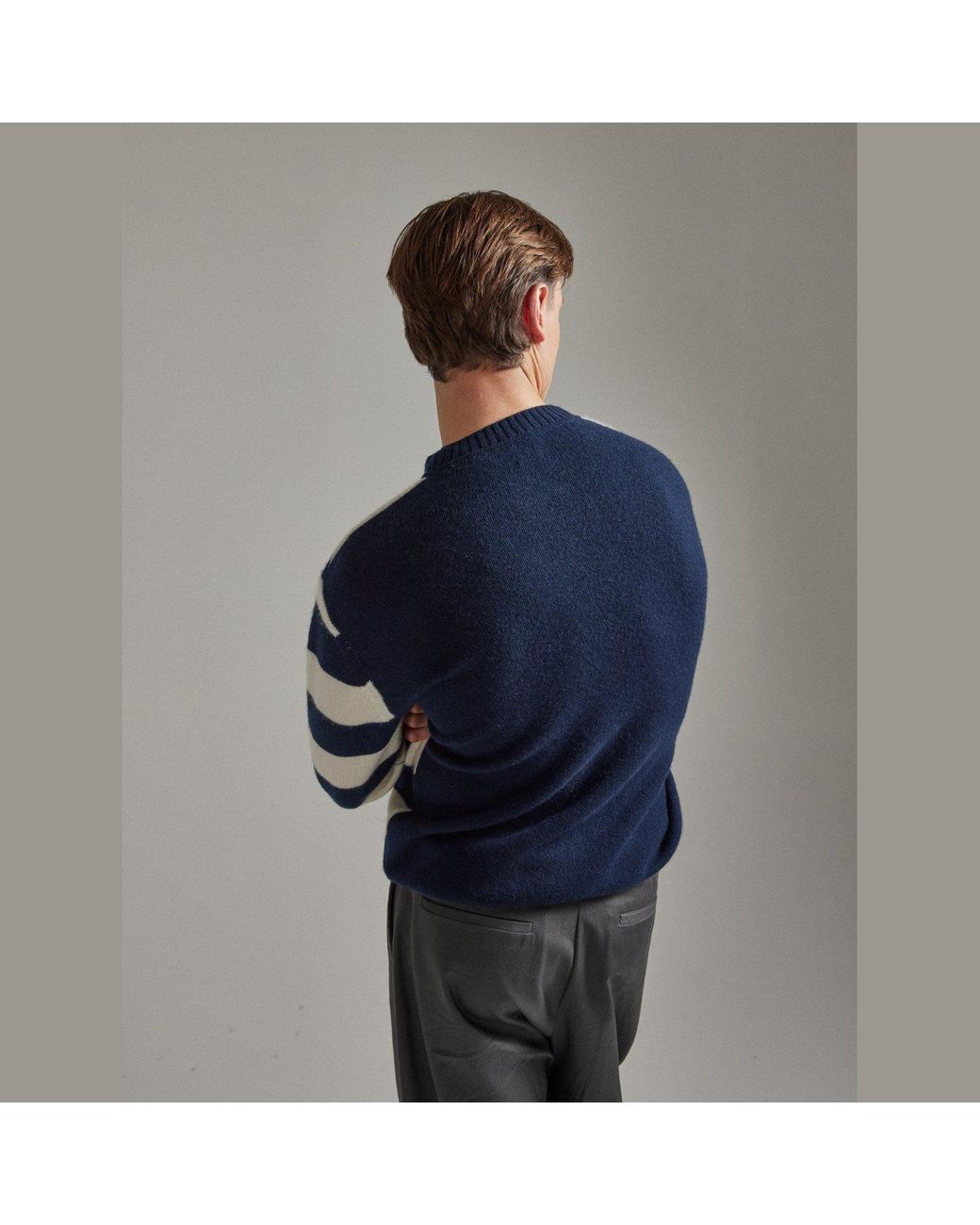 Salts Cashmere Blue Lofty Knit Crew Neck Sweater
