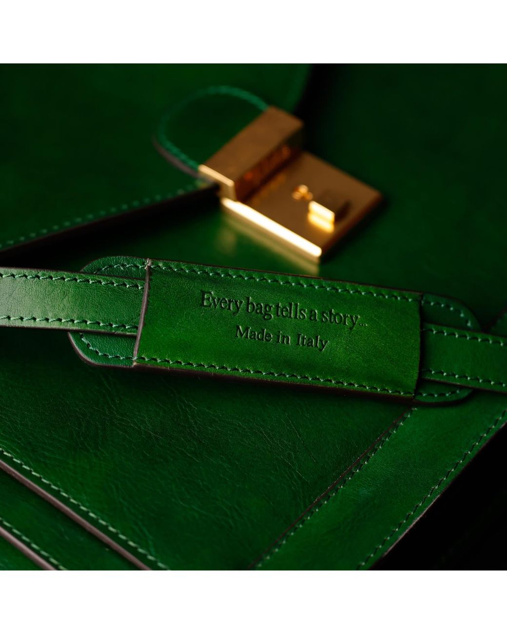Time Resistance Green Classic Design Leather Briefcase for men