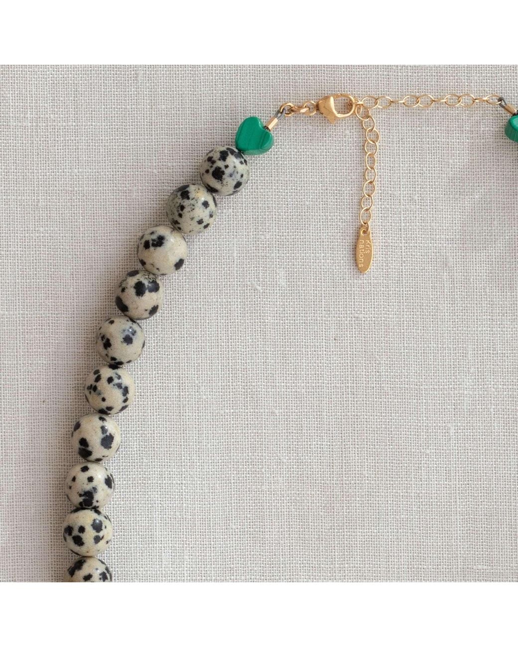 Kris Nations Metallic Dalmatian Jasper Gemstone Baller Necklace