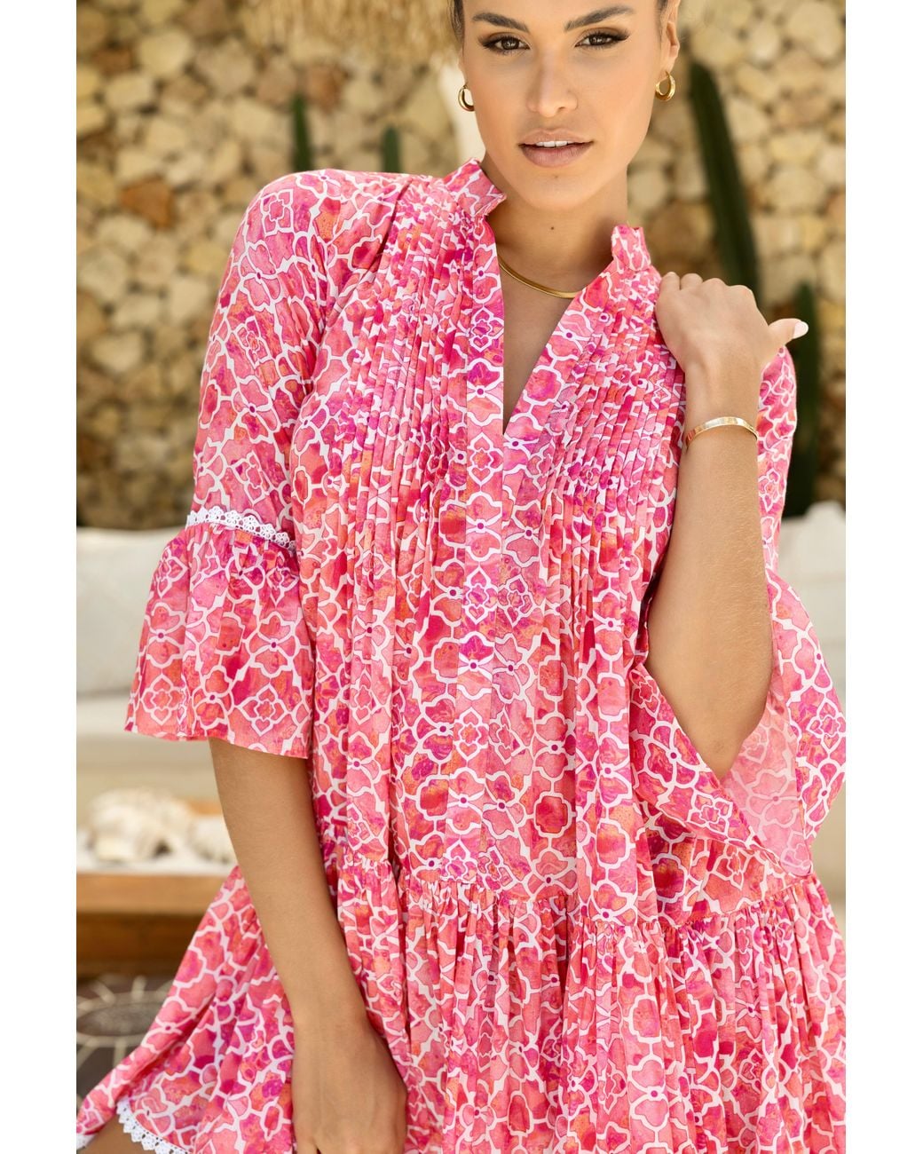 Sophia Alexia Pink Mosaic Mallorca Shirt Dress