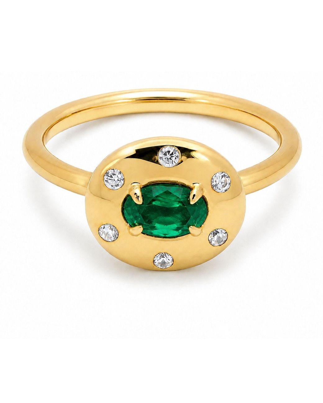 Belinda Jewelz Metallic Emerald Oval Birthstone & Accent Stone Ring