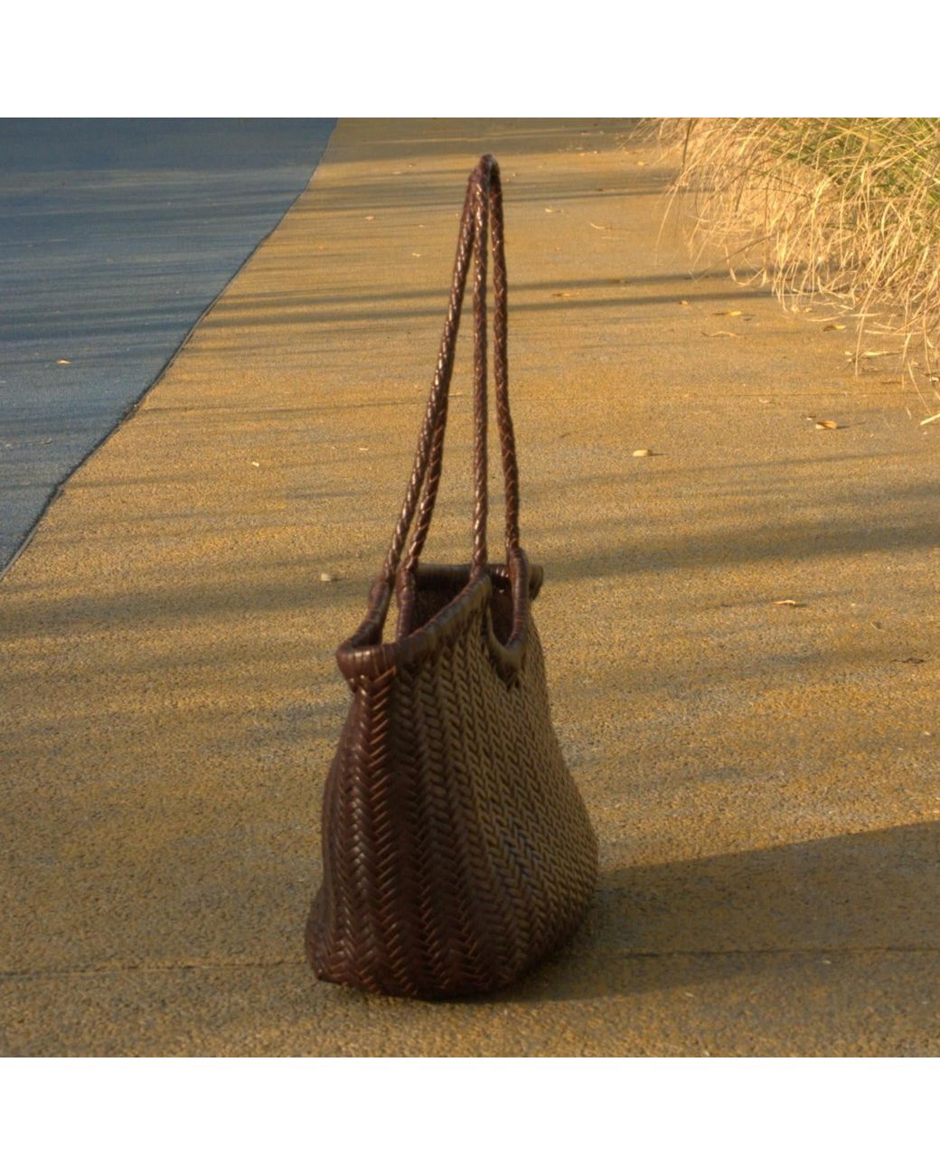 Rimini Brown Woven Leather Handbag