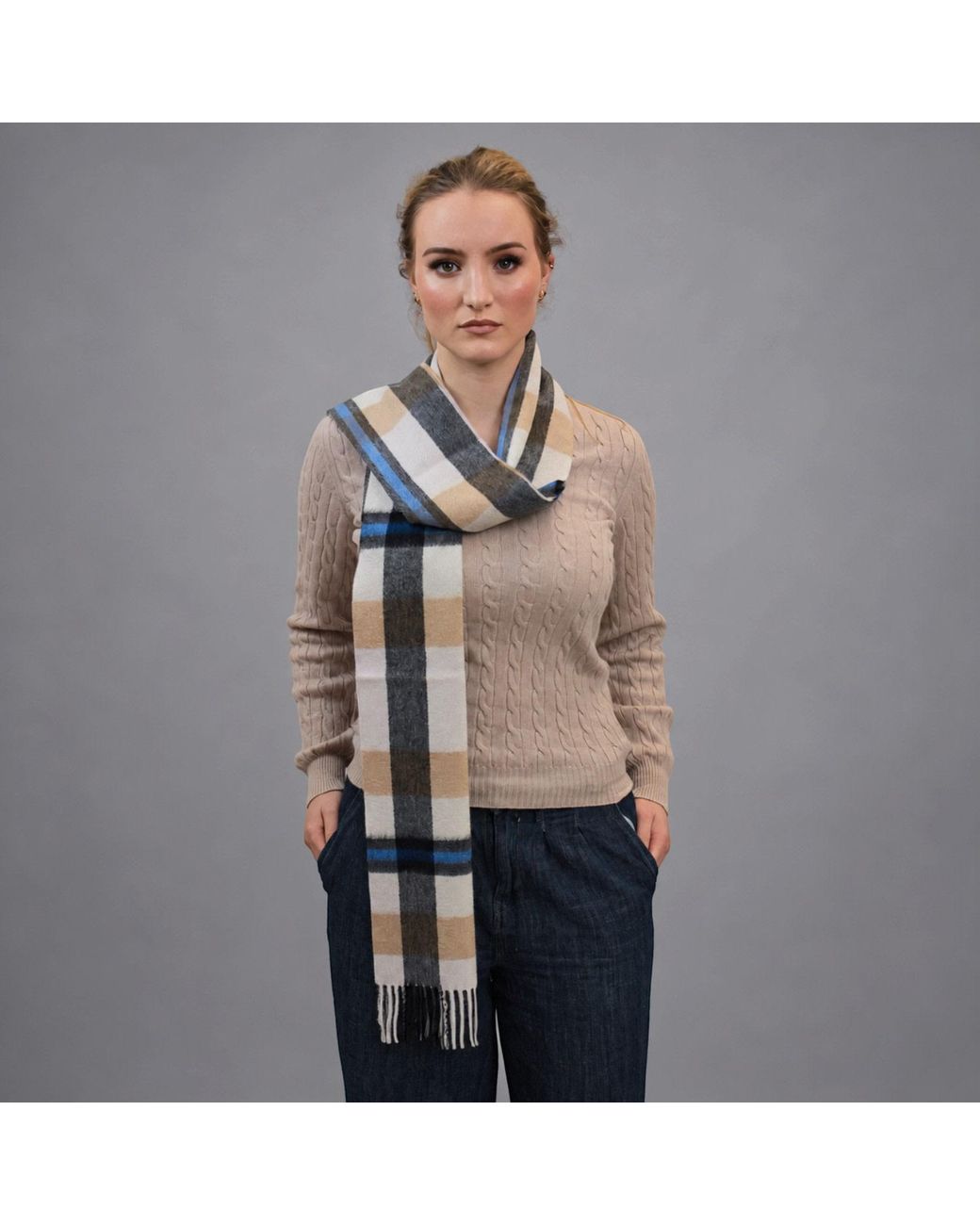 Loom & Cove Blue Camel Check