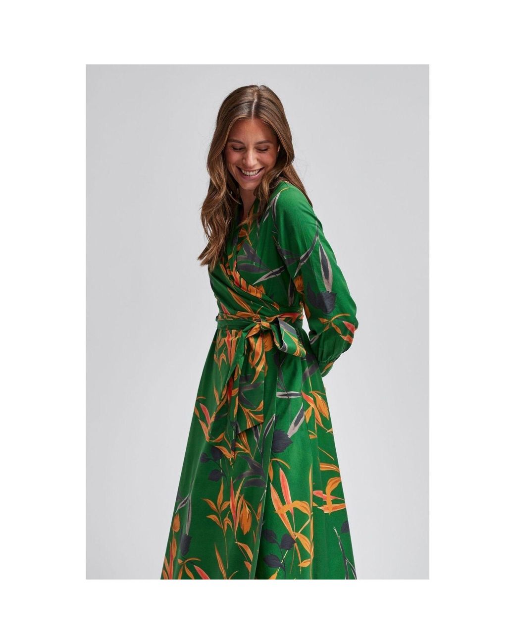 Marianna Déri Green Autumn Leaves Wrap Dress
