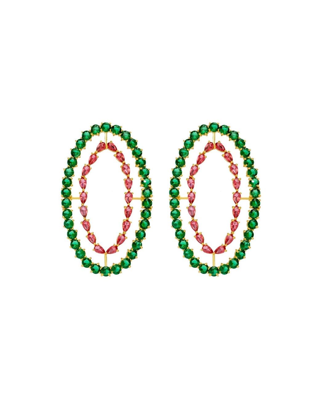 Lavani Jewels Fuchsia And Green Rivoli Earrings