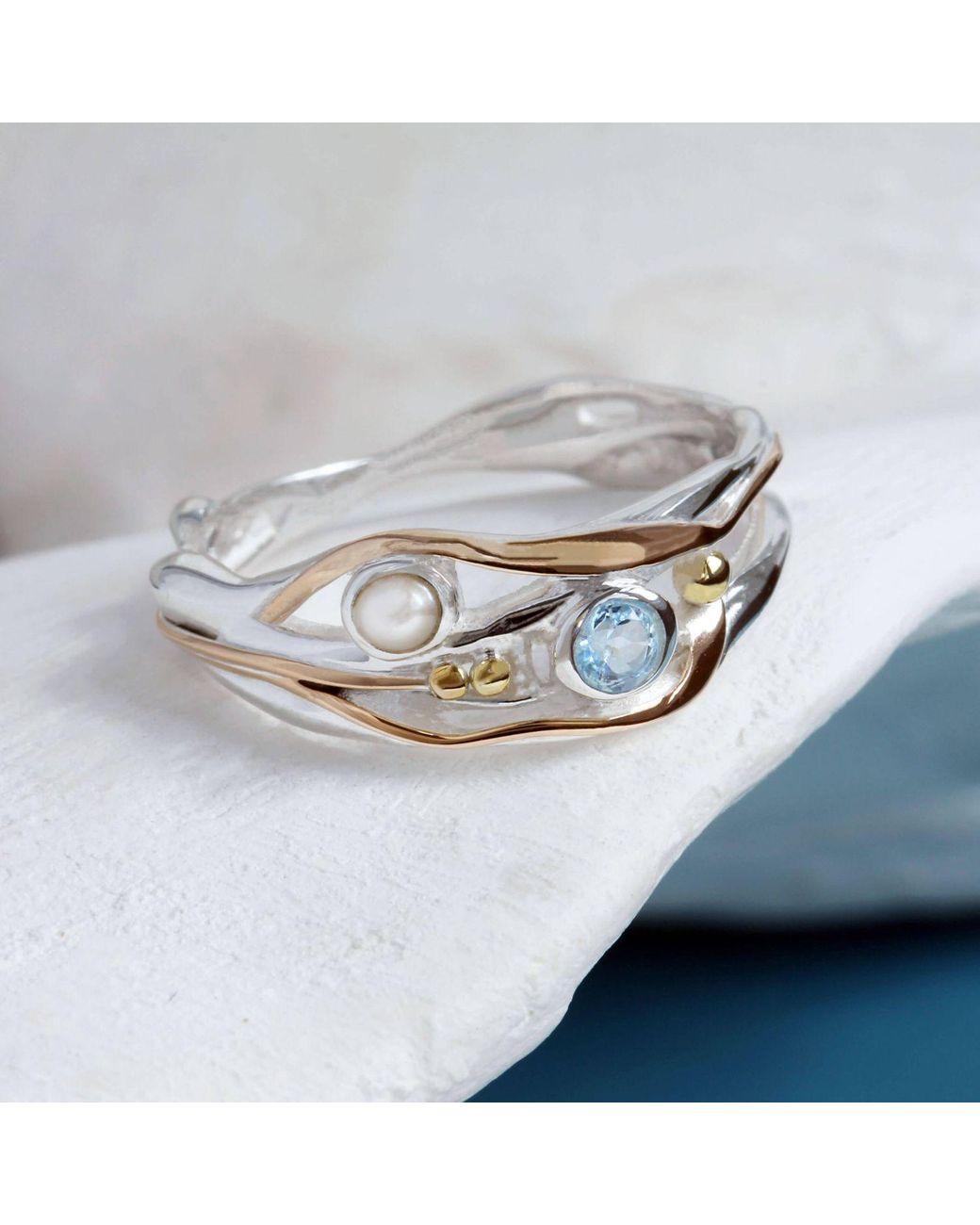 Isla Silver White Pearl & Topaz Sterling Ring