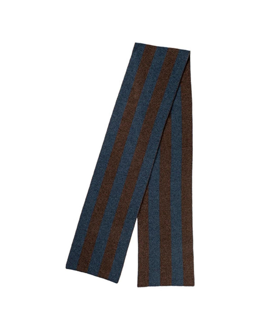 Kinalba Blue Slate College Stripe Cashmere Scarf for men