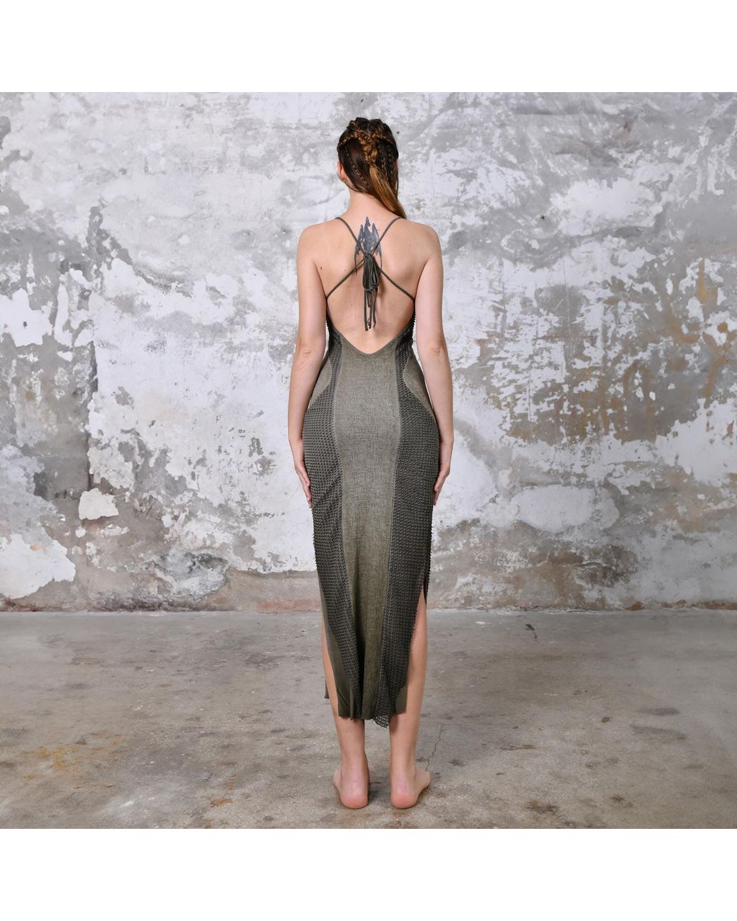 Zhenabia Green Armor Dress Khaki