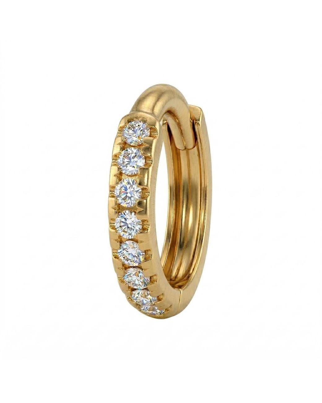 Zahav Jewelry Metallic 14K Solid 14G 10Mm Cz Clicker Belly Hoop