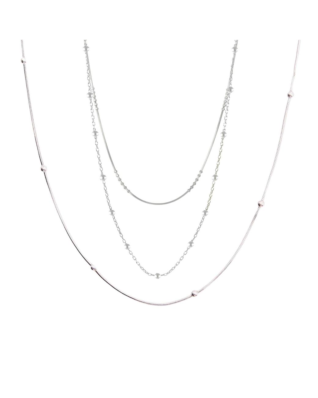 Spero London Metallic Beaded Satellite Sterling Chain Necklace Layering Set