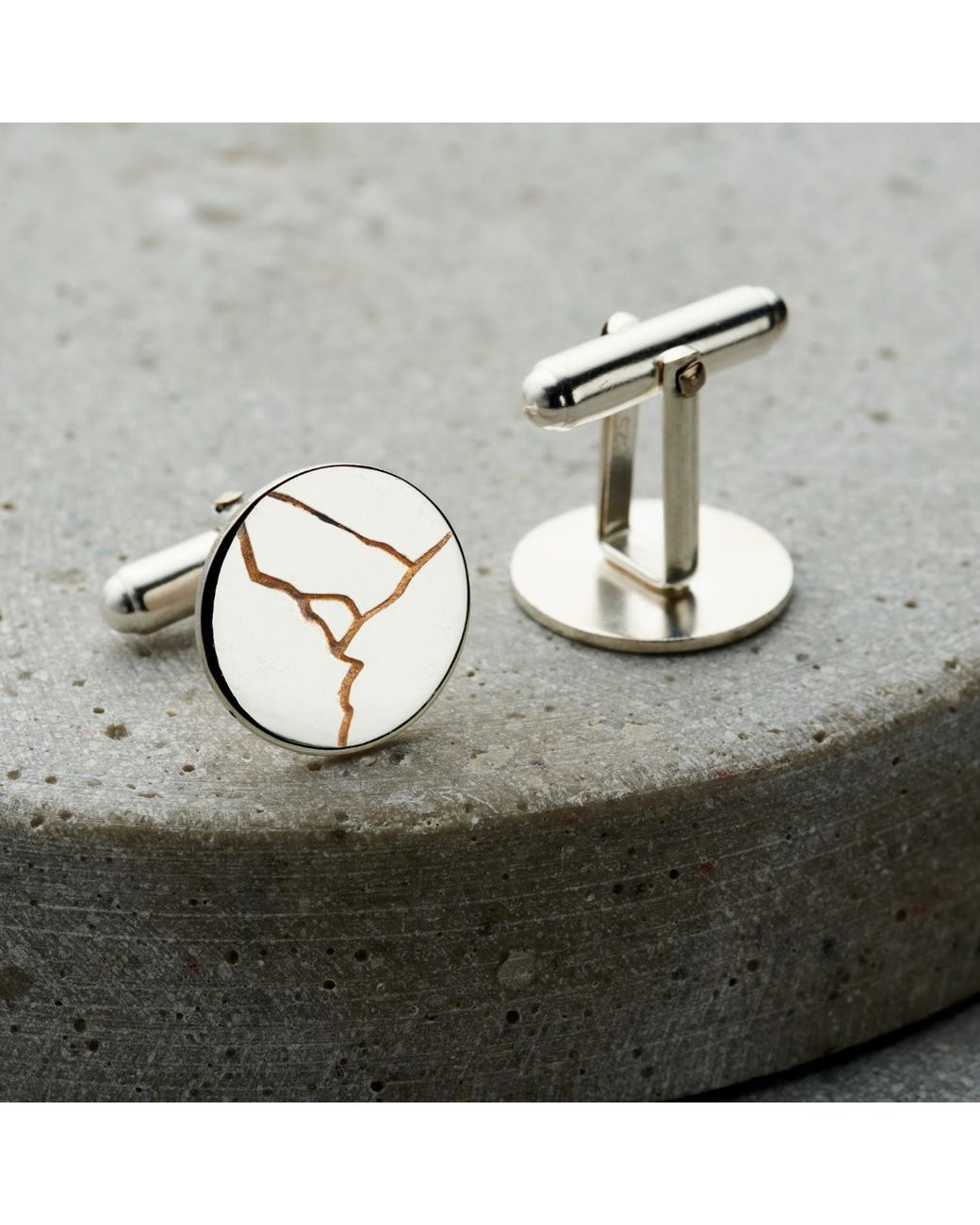 Posh Totty Designs Metallic Kintsugi Disc Cufflinks for men