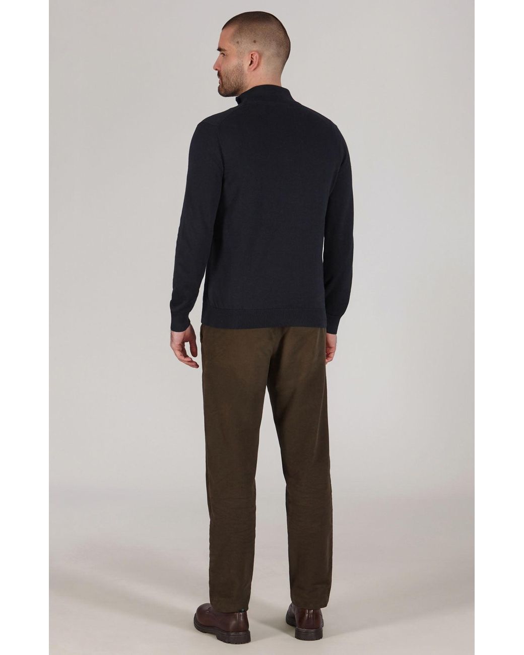Paul James Knitwear Blue Lightweight Cotton Foster Zip Neck Jumper for men