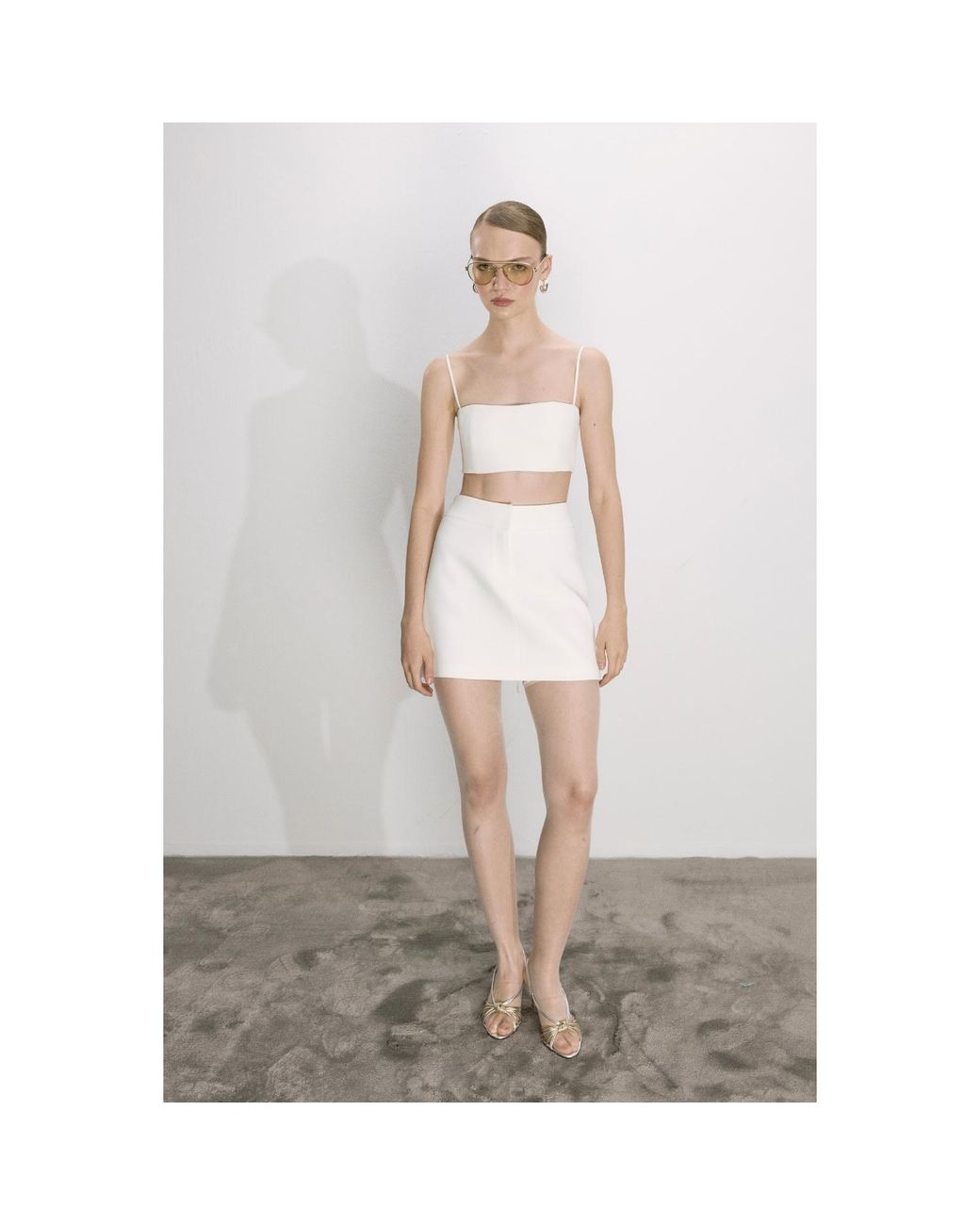 NAZLI CEREN White Marde A-Line Skirt